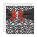 Black Tie Party Red Black Damask Party Invitation