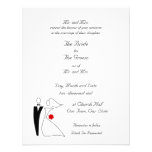 Black Tie Red Flowers Wedding Invitation