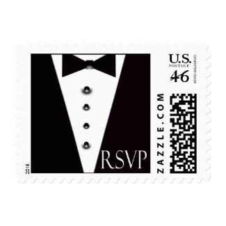 Black Tie Small RSVP Stamp stamp