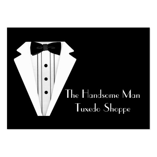 Black Tie-Tuxedo Mens Store Business Card Template (front side)