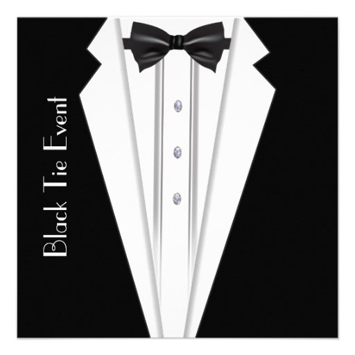 Black Tie White Tuxedo Formal Invitation