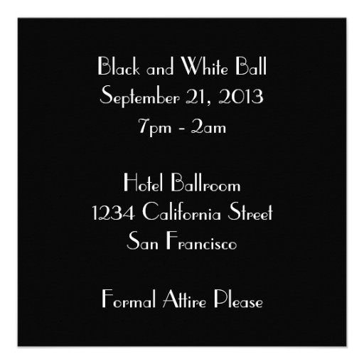 Black Tie White Tuxedo Formal Invitation