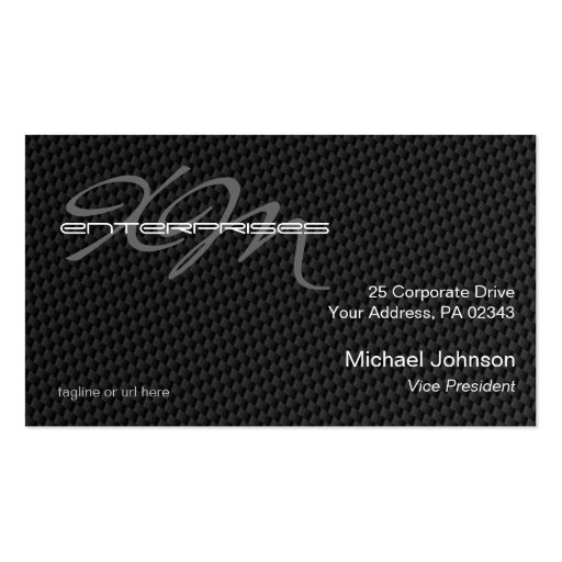 Black Tightly Woven Carbon Fiber Textured Business Card (back side)