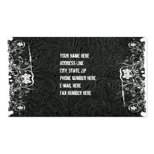 Black Tooled Leather and Lace Business Card (back side)
