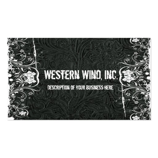 Black Tooled Leather and Lace Business Card (front side)