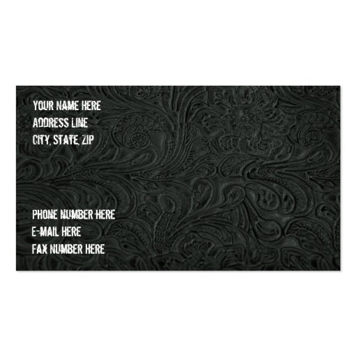 Black Tooled Leather Business Card (back side)