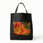 Black tote with orange flower