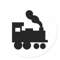 black train railway icon round stickers