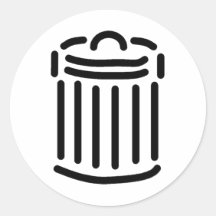 Black Trash Can Symbol Round Stickers