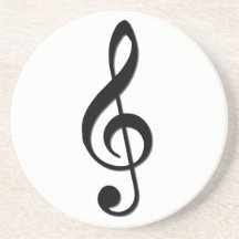 Black Treble Clef  coaster