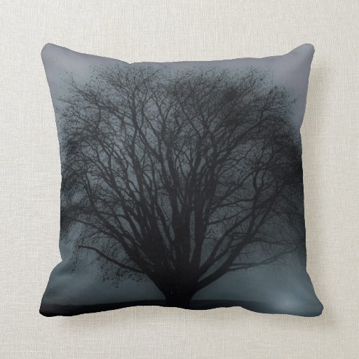 Black Tree against Gray Stormy Sky Throw Pillow Zazzle