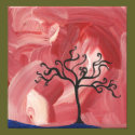 black tree minimalist painting abstract red white posters