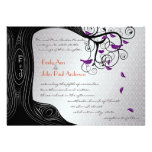 Black Tree Purple Birds Wedding Invitations