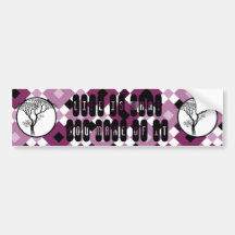 Black Tree Silhouette in Circle on Purple Pattern Bumper Stickers