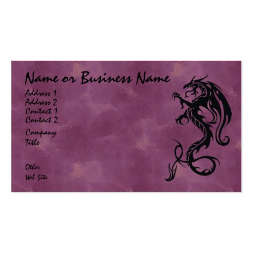 Black Tribal Dragon on Red Business Card (front side)