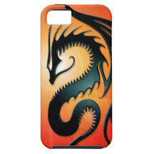 Black Tribal Dragon, red iPhone 5 Case