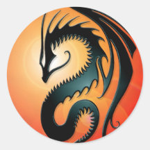 Black Tribal Dragon, red Sticker