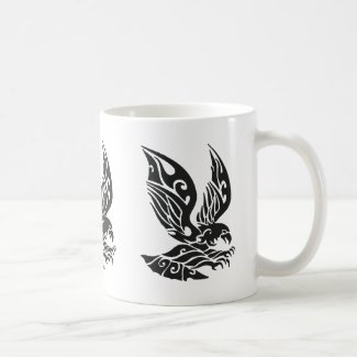 Black Tribal Flying Eagle Illustration Mugs