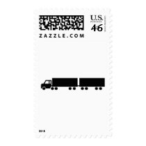 black truck trailer icon postage stamp