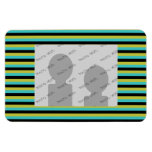 Black, Turquoise and Yellow Stripes. Vinyl Magnet