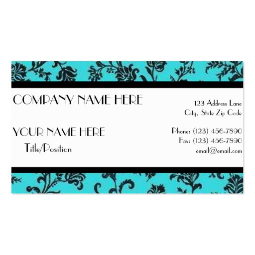 Black & Turquoise Business Card (front side)