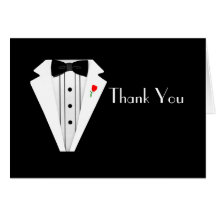 Black Tuxedo-Bow Tie Thank You Greeting Cards