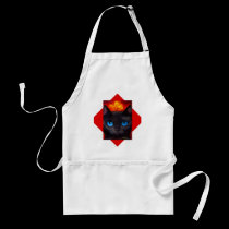 Black Tuxedo Cat Butterfly Painting - Multi aprons