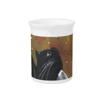 Black Tuxedo Cat & Heart pitchers