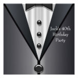 Black Tuxedo Mans 40th Birthday Party Custom Invite