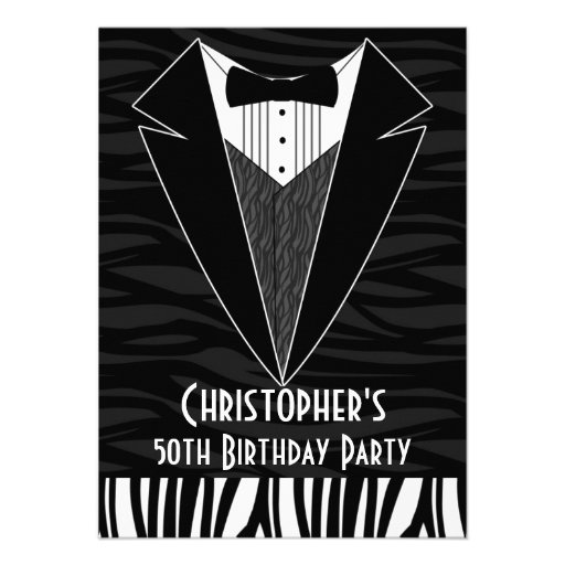 Black Tuxedo Men's 50th Birthday Party Invitation