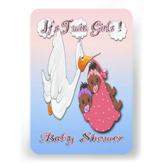 Black Twin Girls Baby Shower Invitation