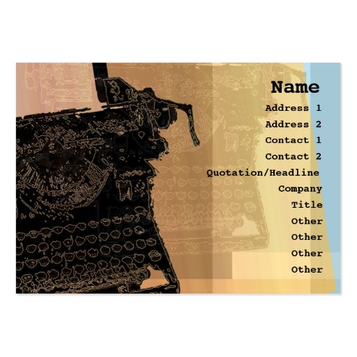 Black Typewriter Profile Card Business Card Template (front side)