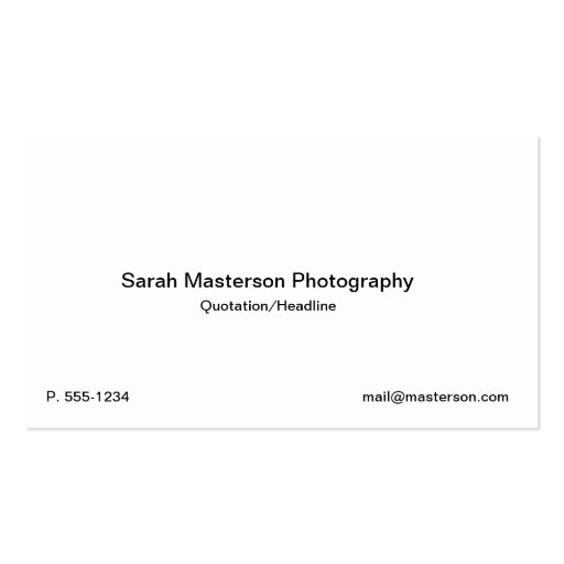 Black  Typographic Photographer business card (back side)