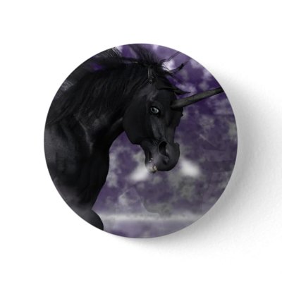 Black Unicorn Button by DragonCat