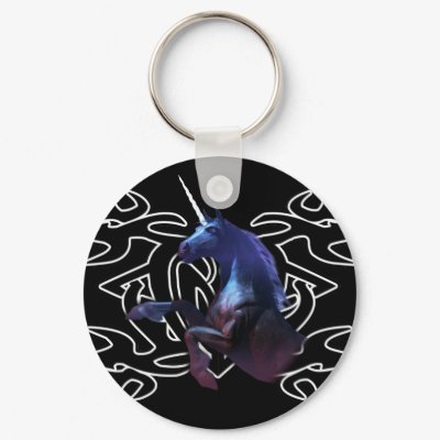 Black unicorn over Tattoo Keychain by DragonCat