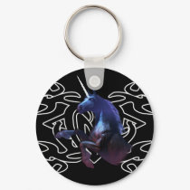 Black unicorn over Tattoo Keychain