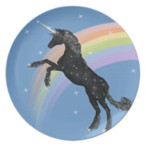 Black Unicorn Rainbow Party Plates