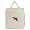Black Unicorn with Purple Customizable Design embroidered bags