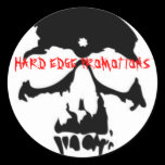 BLACK VAMPIRE SKULL, HARD EDGE PROMOTIONS ROUND STICKERS