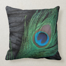 Black Velvet Peacock Feather Still Life Photograph Throw Pillows