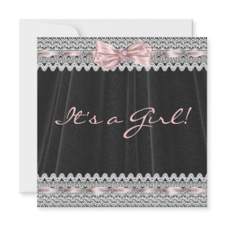 Black Velvet Pink Lace Pink Black Baby Girl Shower invitation