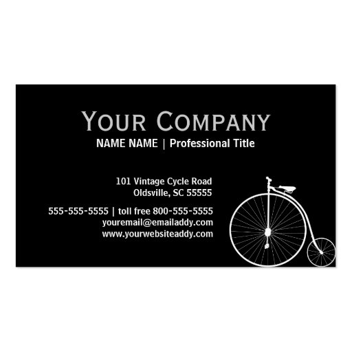 Black Vintage Bicycle Business Card (back side)
