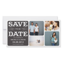 BLACK VINTAGE COLLAGE | SAVE THE DATE ANNOUNCEMENT PERSONALIZED PHOTO CARD