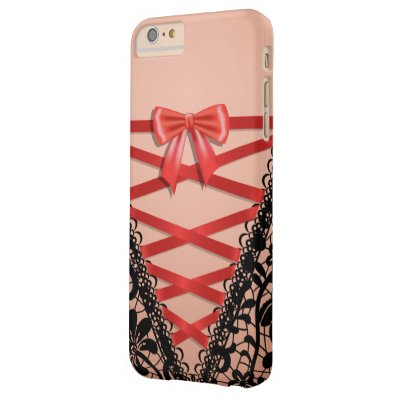 Black Vintage Damask Lace Corset Bridal Lingerie Barely There iPhone 6 Plus Case
