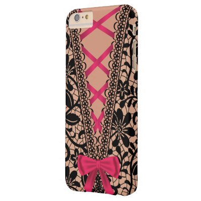 Black Vintage Damask Lace Corset Bridal Lingerie Barely There iPhone 6 Plus Case
