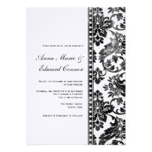 Black Vintage Damask Lace Wedding Personalized Announcements