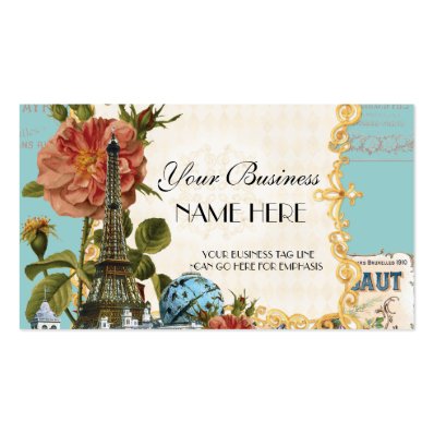 Black Vintage Eiffel Tower Rose Elegant Business Business Card Templates