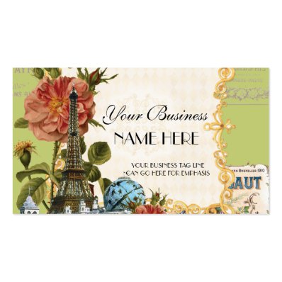 Black Vintage Eiffel Tower Rose Elegant Business Business Card Template