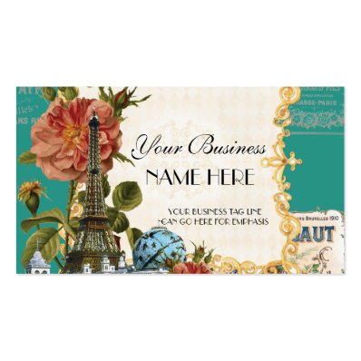 Black Vintage Eiffel Tower Rose Elegant Business Business Cards