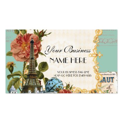 Black Vintage Eiffel Tower Rose Elegant Business Business Card Templates